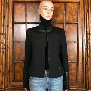 Anne Klein Paris Stroll Croc Embossed Faux Leather Zip Front Jacket